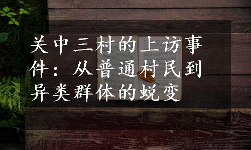 关中三村的上访事件：从普通村民到异类群体的蜕变