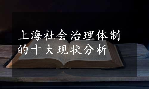 上海社会治理体制的十大现状分析