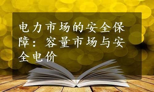 电力市场的安全保障：容量市场与安全电价