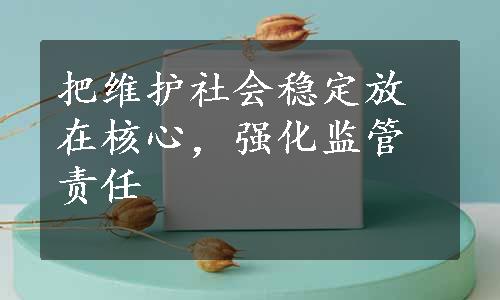 把维护社会稳定放在核心，强化监管责任