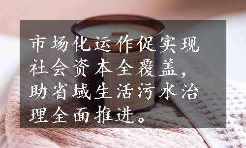 市场化运作促实现社会资本全覆盖，助省域生活污水治理全面推进。