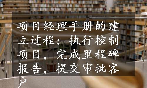 项目经理手册的建立过程：执行控制项目，完成里程碑报告，提交审批客户