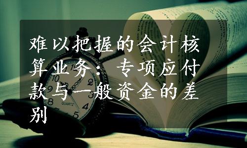 难以把握的会计核算业务：专项应付款与一般资金的差别