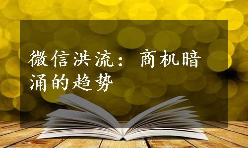 微信洪流：商机暗涌的趋势