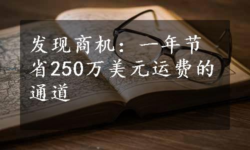 发现商机：一年节省250万美元运费的通道