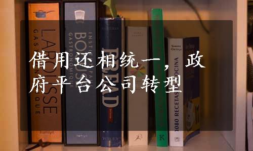 借用还相统一，政府平台公司转型