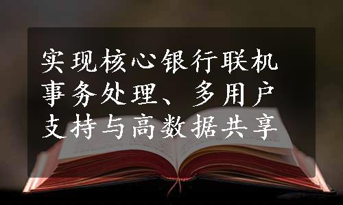 实现核心银行联机事务处理、多用户支持与高数据共享