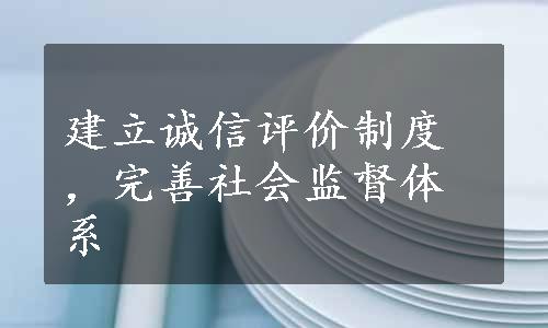 建立诚信评价制度，完善社会监督体系