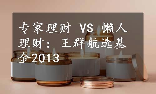 专家理财 VS 懒人理财：王群航选基金2013