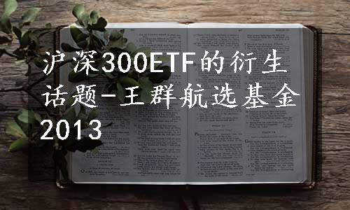 沪深300ETF的衍生话题-王群航选基金2013