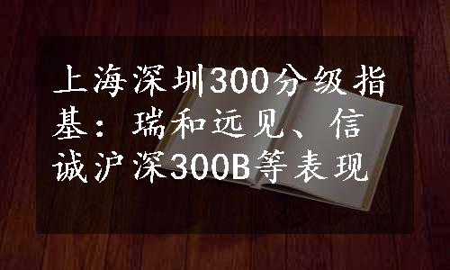 上海深圳300分级指基：瑞和远见、信诚沪深300B等表现