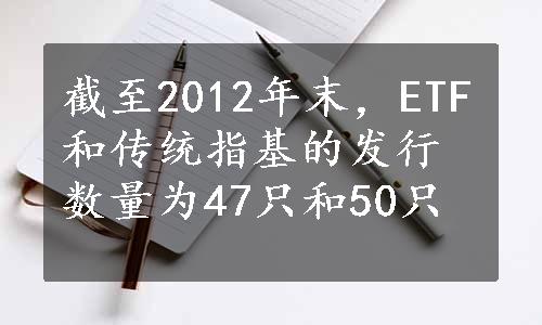 截至2012年末，ETF和传统指基的发行数量为47只和50只