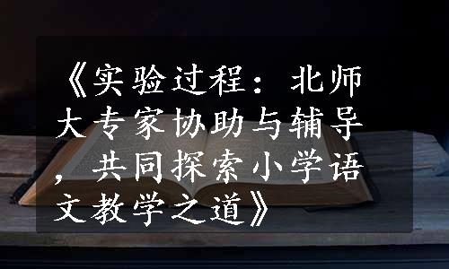 《实验过程：北师大专家协助与辅导，共同探索小学语文教学之道》