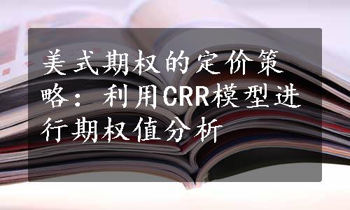 美式期权的定价策略：利用CRR模型进行期权值分析