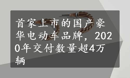 首家上市的国产豪华电动车品牌，2020年交付数量超4万辆