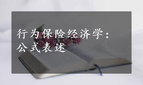 行为保险经济学：公式表述