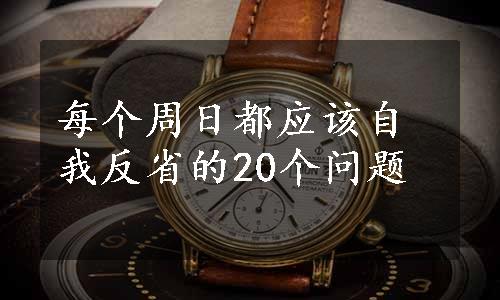 每个周日都应该自我反省的20个问题