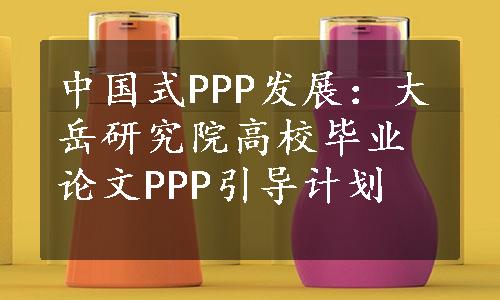 中国式PPP发展：大岳研究院高校毕业论文PPP引导计划