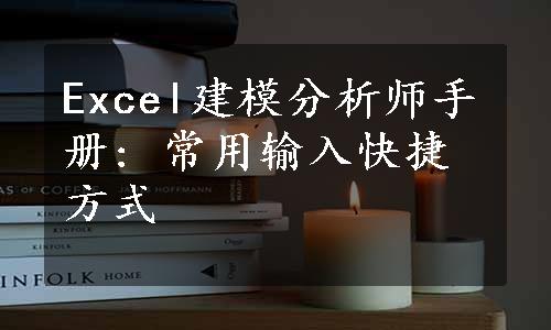 Excel建模分析师手册: 常用输入快捷方式