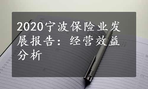 2020宁波保险业发展报告：经营效益分析