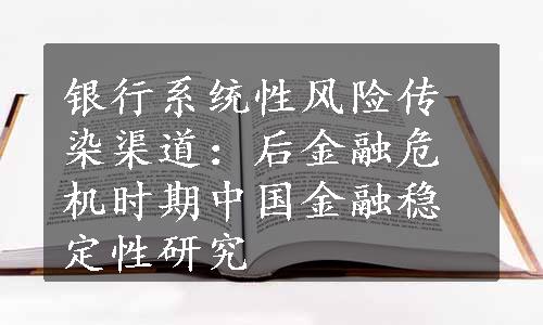 银行系统性风险传染渠道：后金融危机时期中国金融稳定性研究