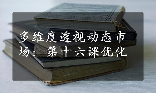 多维度透视动态市场: 第十六课优化