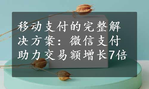 移动支付的完整解决方案：微信支付助力交易额增长7倍