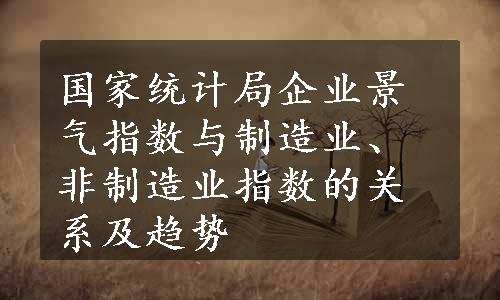 国家统计局企业景气指数与制造业、非制造业指数的关系及趋势