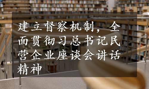 建立督察机制，全面贯彻习总书记民营企业座谈会讲话精神