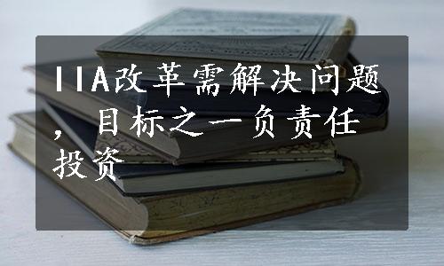 IIA改革需解决问题，目标之一负责任投资