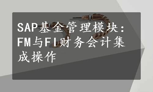 SAP基金管理模块：FM与FI财务会计集成操作