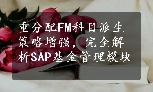 重分配FM科目派生策略增强，完全解析SAP基金管理模块