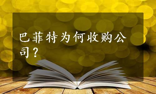 巴菲特为何收购公司？