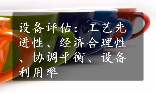 设备评估：工艺先进性、经济合理性、协调平衡、设备利用率