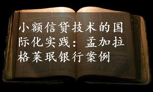 小额信贷技术的国际化实践：孟加拉格莱珉银行案例