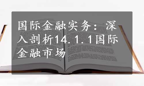 国际金融实务：深入剖析14.1.1国际金融市场