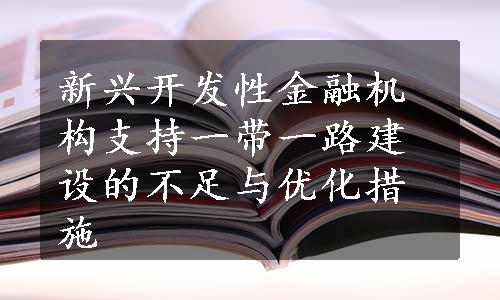 新兴开发性金融机构支持一带一路建设的不足与优化措施