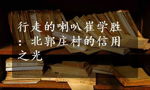 行走的喇叭崔学胜：北郭庄村的信用之光