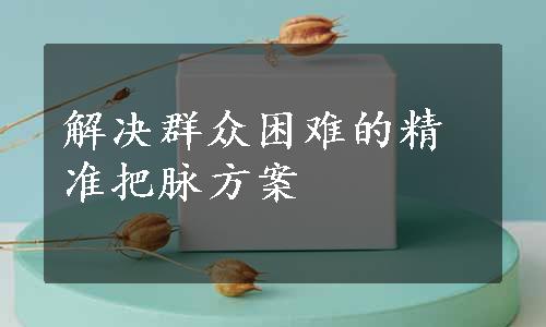 解决群众困难的精准把脉方案