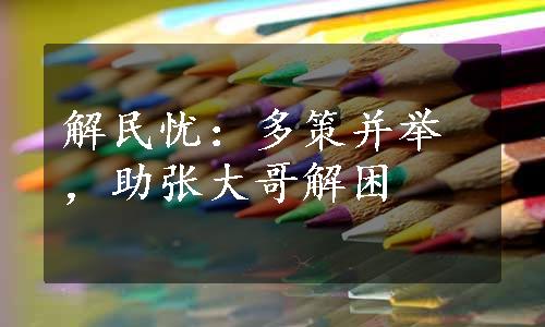 解民忧：多策并举，助张大哥解困