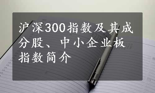 沪深300指数及其成分股、中小企业板指数简介