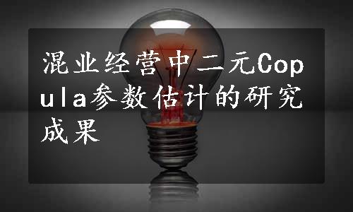 混业经营中二元Copula参数估计的研究成果