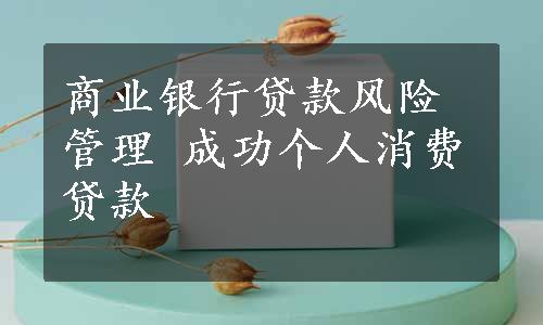 商业银行贷款风险管理 成功个人消费贷款