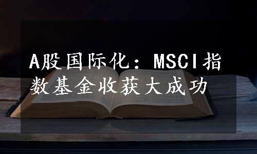 A股国际化：MSCI指数基金收获大成功