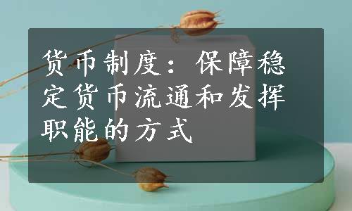 货币制度：保障稳定货币流通和发挥职能的方式