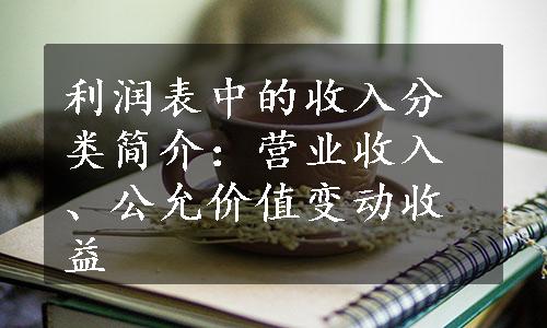 利润表中的收入分类简介：营业收入、公允价值变动收益