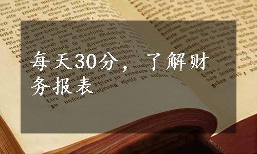 每天30分，了解财务报表