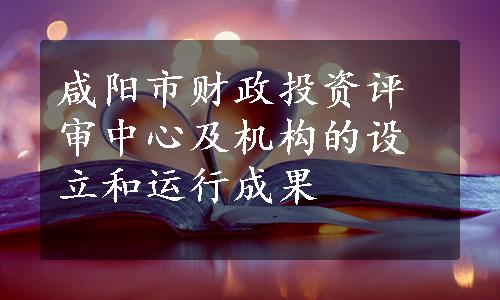 咸阳市财政投资评审中心及机构的设立和运行成果