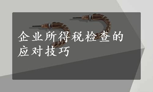 企业所得税检查的应对技巧