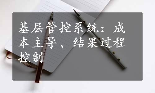 基层管控系统：成本主导、结果过程控制